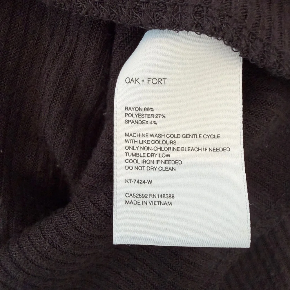 OAK + FORT Black Ribbed Cropped Cardigan - Size Medium - Picture 4 of 4
